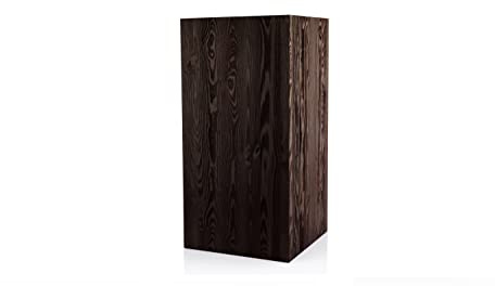 DECOKTIVO Holzständer, Holzblock, Baumstamm Deko, Bodenwindlicht Säule, Blumensäule Holz, Dekosäule, Stabil und Langlebig, Schwarz, 80x40x40 cm
