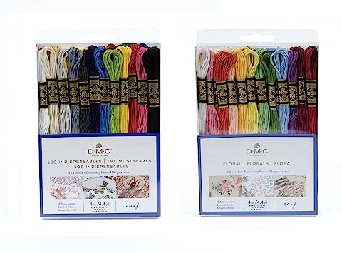 DMC - Sortiment von Garnen, speziell geliert, 117 MC – Farbe Floral & unverzichtbar – 100% Baumwolle – 48 Strängen à 4 m | Stickgarn, ideal für Kreuzstich
