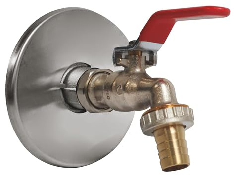 Robinet arrosage orientable 15/21-20/27 + rosace de finition laiton chromé | Récupérez facilement votre eau de pluie grâce à ce kit complet avec robinet orientable étanche.