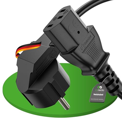 conecto Kaltgerätekabel Stromkabel Netzkabel C13 3-polig Schutzkontakt 5m | Weißes Netzkabel für Monitor, PC, Drucker, Beamer und Spielekonsolen mit Schutzkontakt Stecker auf IEC C13 Buchse