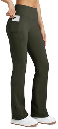Willit Women's Fleece Lined Flare Leggings Waterproof Yoga Pants High Waisted Thermal Bootcut Winter Trousers