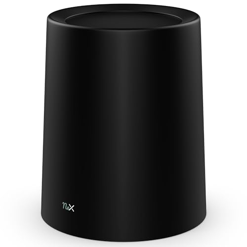 12L Schwingdeckel Mülleimer Schwarz Matt – Vielseitiger Badezimmer Papierkorb & WC Mülleimer, Eleganter Büro Mülleimer Schwarz, Kosmetikeimer Schwarz, Hochwertiger Kunststoff, Ideal für Bad und Büro