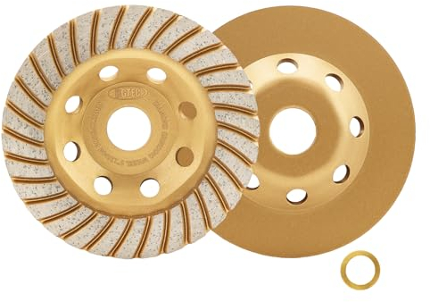 BGTEC Diamant Schleiftopf - 125mm Beton-Diamantschleifscheibe mit 22.23/15.875 Ruducer-Scheibe zum Schleifen von Granit, Marmor, Beton, Ziegel, Mauerwerk,2Stück