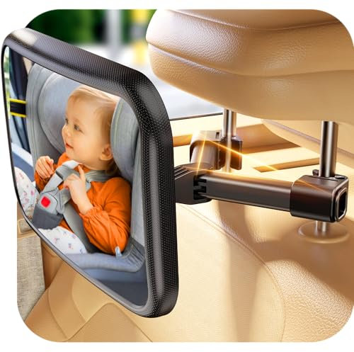 TAZENI Specchio per auto per bambini con gancio per bambini, design a clip, non scuotere mai lo specchio per seggiolino auto, specchietto posteriore rivolto verso il neonato, facile da installare