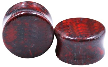 Decentraland 2 Stück 14mm(9/16) Blume Roter Stein Doppelflare Stein Ohrstöpsel Expander Messgeräte Piercing Schmuck Für Männer Und Frauen