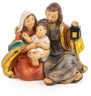 Logbuch-Verlag Liten julkrubba, helig familj, juldekoration, Maria Josef Jesus, figur, krubbfigur, 6 x 8 x 10 cm