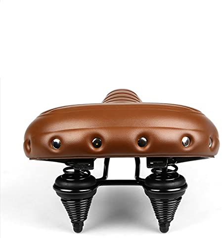 UNbit Fahrradsitz Fahrradsitz for Männer und Frauen Fahrradsattel mit Federung Big Saddle Seat Road MTB Bike Wide Pad Comfort Bike Cushion Fahrrad (Color : Brown)