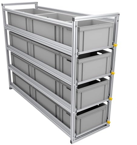 Tinobu Heckauszug XXL 150cm, Mehreren Etagen, sorglos voll beladen, Auszugsregal - ideal für die Heckgarage (Ebenen: 4)