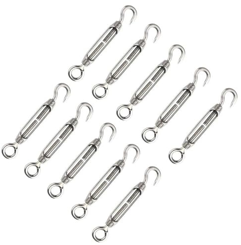 Tensor, Tensor De Alambre, Tensor De Cable, Tensor 304 De Acero Inoxidable, Tensor Alambre Acero Inoxidable 304, Tensor Alambre Acero Inoxidable, Acero Inoxidable 304 Gancho Y Ojo(M4,10 Piezas)