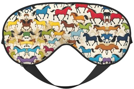 Bunte Cartoon-Pferde-Augen-Schlafmaske, verdunkelnde Augenmaske zum Schlafen, Komfort-Schlaf-Augenmaske für Reisen, Meditation, Nickerchen