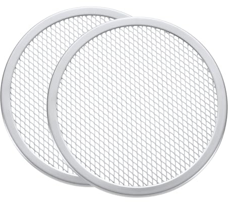 Sourcing Map 2 Pcs 8 Aluminum Round Pizza Baking Screen with Holes, Silver Tone