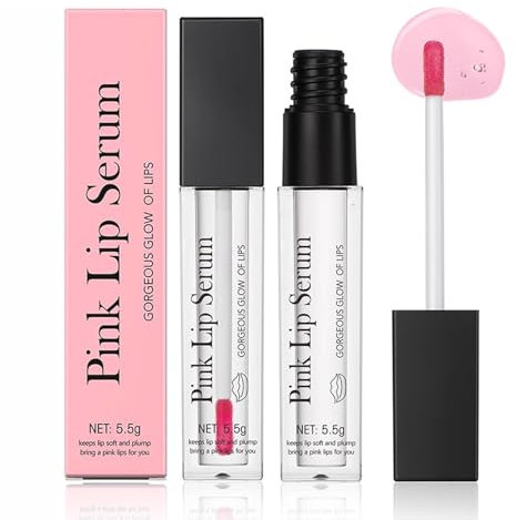 Pink Lip Serum 2-Pack With Color Changing Gloss, Plumping and Hydrating Oil for Gorgeous Glow, Lip Stain for Women