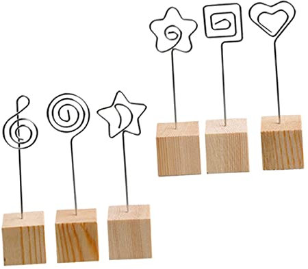 COHEALI 6St Fotoclip büro accessoires bildregal Wohnaccessoire hochzeits dekoration zettelhalter Bildhalter Pflanzenetiketten bilderrahmen Tischnummernhalter Fotohalter hölzern Silver