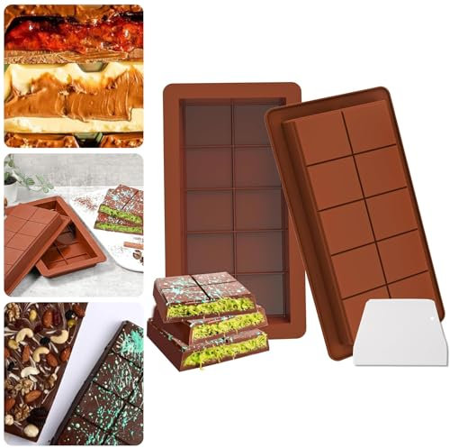 2PCS Moule à Chocolat en Silicone, Moule à Chocolat Antiadhésif Moule Silicone Tablette de Chocolat, Moule À Tablette De Chocolat Profond En Moule Chocolat (2Pcs/Set)