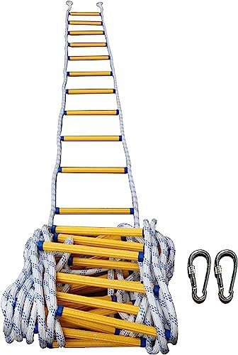 Soft Ladder Escape Rope Ladder Emergency Fire Escape with Hook Fire Retardant Safety Rope Ladder Quick Deployment, Easy to Use Rope Ladder