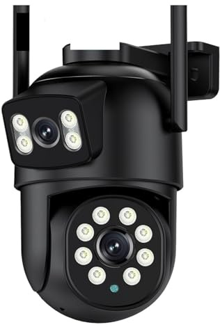 Camera Surveillance, Caméra IP PTZ à double objectif 8MP 4K avec double écran 4MP HD, Zoom numérique 4X, suivi automatique, caméra de Surveillance extérieure sans fil ,Sécurité, Antivol(8MP NO SD Card
