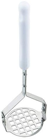 CVZJ Stainless Steel Potato Masher ricer with Broad and Ergonomic – Fine-grid Mashing Stainless Steel + Plastic