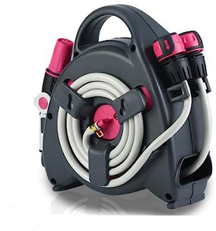 Support de rangement pour conduites d'eau Petit chariot portatif d'enrouleur de tuyau d'arrosage, outils de lavage de voiture d'arrosage ménager, ensemble de support de tuyau d'organisateur de tuyau d