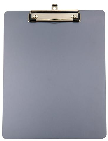 WEDO® Metall-Klemmbrett A4 aus eloxiertem Aluminium mit starker Klammer, abgerundeten Ecken und Öse zum Aufhängen, Farbe: Gunmetal