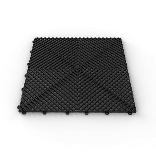 PIASTRELLE PAVIMENTAZIONE AD INCASTRO, CARRABILE, DRENANTE, GRIGLIATO IN PLASTICA ANTISCIVOLO GARAGE OFFICINA CONCESSIONARIA CARROZZERIA AUTOLAVAGGIO CASA TERRAZZA (Black)