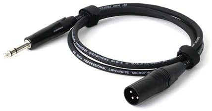 ROBAUN Câble de microphone XLR 3 broches vers jack 6,5 mm, câble auxiliaire TRS 6,35 mm/6,5 mm mâle vers XLR mâle for ampli audio professionnel(Svart,0.29m)