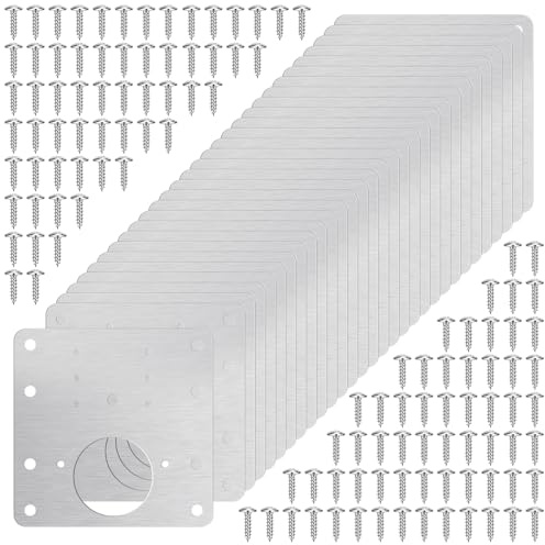 Woobroo 30 PCS Hinge Repair Plate - Stainless Steel Cupboard Hinge Repair Plate with Screws for Kitchen Furniture Wardrobe Door Reinforcement