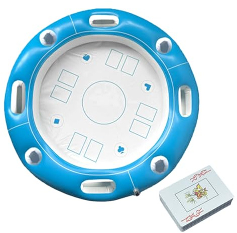 Hogvinnatil Schwimmender Spieltisch, Aufblasbarer Kartentisch Für Pool & Wasser, Zubehör Für Heiße Tage Mit Getränkehalter & Spielkarten Für Familien, Freunde, Damen & Herren