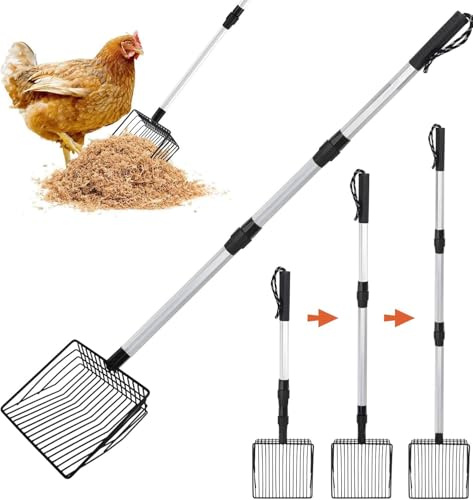 Voarge hönshus tillbehör kyckling poop scooper justerbar kycklingspade, 3 i 1 stor hönshus tillbehör, kyckling poop shovel hönshus rengöringsverktyg hönshus tillbehör