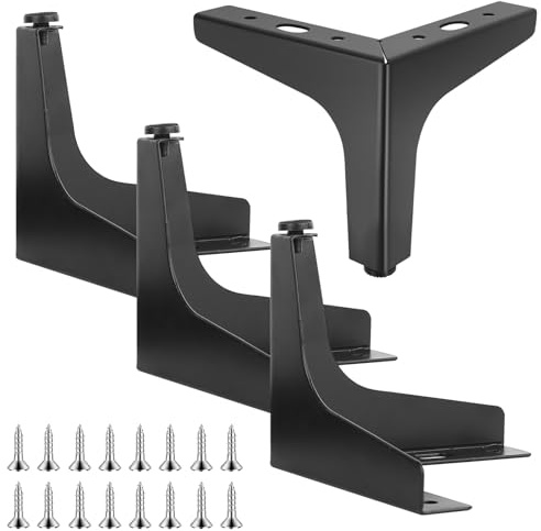 RunXinDa4 Stück Metal Möbelfüße Schwarz 10cm, Möbelfüsse Metallfüße für Möbelfuß, Schrankfüsse Sofafüße für Couchfüße TV-Schränke Nachttisch Kleiderschrank Couch Füße, Bis 400 KG, mit Schrauben