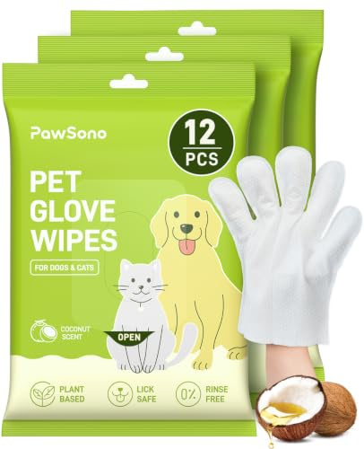 36PCS Hypoallergenic Pet Glove Wipes for Dogs & Cats - Quick Clean & Deodorizing Between Baths & Travel | Dog Washing Wipes for Fur, Butt, Paws, Eyes & Ears| Cat Cleaning Gloves for Grooming & Bathing