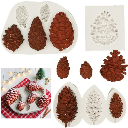 pekifaves Silikonform Tannenzapfen für Weihnachten, Fondantform, 3D Mousse Form, Bonbonform, Schokoladenform, Verzieren Kuchen, Gelee, Süßigkeiten, Seife, Eiswürfel