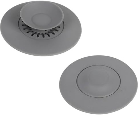 Stöpsel Für Spülbecken,2 Stück Universal Abflussstopfen Silikon, Grau, Flexibel Mit Siebfunktion,Badewannenstöpsel,Durchmesser 10.8 cm, Für Waschbecken, Küchenspülen Und Badewannen