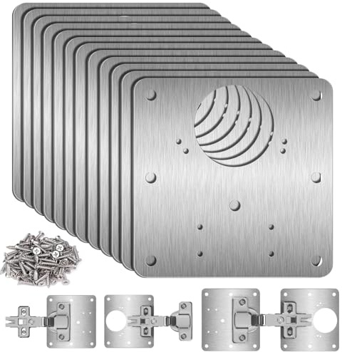 12 Stück Scharniere Reparaturplatte, Küchenscharnier Reparaturplatten | 9×9cm Edelstahl Scharnier Reparaturplatte,mit 72 Schrauben, für Tür, Schrank, Wohnmöbel Schublade, Kisten, Fenster