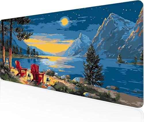 Tapis De Souris Chaise Longue,Sous Main Bureau Clair Lune Tapis De Souris XXL Gaming 1400x600x3mm Protege Bureau Base AntidéRapante,Durable ImperméAble Texturé Microtissu AméLiore PréCision Y1-476