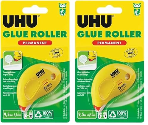 UHU Colla Roller Permanente Usa&Getta Dry&Clean 8,5mt (Confezione da 2)