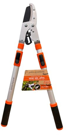 Telescopic Tree Loppers Extendable Anvil Garden Lopper with Ratchet Action SK5 Steel Blade 68cm to 1m Cutting Capacity 45mm