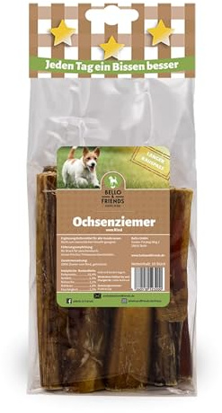 Bello & Friends Ochsenziemer getrocknet 12cm 10 Stück, Kauartikel für Hunde, Leckerli, hochwertiger natürlicher Kauspass in Premiumqualität