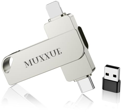 【Senza App】MUXXUE 128GB 3 in 1 Memoria Esterna phone | Chiavetta USB per iphone 1Pad Android e PC USB C Pen Drive per Foto, Video e File