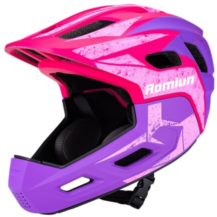 Aomiun Kinderhelme-Integralhelm mit Verbessertem, Jugendhelme Verstärktem Kinnschutz 18 Belüftungslöchern, Fahrradhelm Atmungsaktiv und Leicht Größe (51–54 cm)
