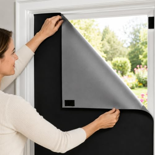 Gefaps DIY Blackout Blind Kit 145x100 cm self adhesive | Removable portable window blackout cover with 8 adhesive strip pairs. No drilling, temporary blackout for home and travel.