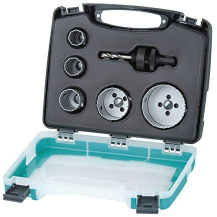 wolfcraft Bi-Metall-Lochsägeneinsatz-Set „Elektro und Sanitär“, 6-tlg. I 3498000 I Für Metalle, Kunststoffe, Holz und Trockenbaumaterialien, Ø 25-68 mm, Schnitttiefe 40 mm