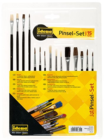 Idena 626345 - Pinselset 15-teilig, Borsten Aquarellpinsel