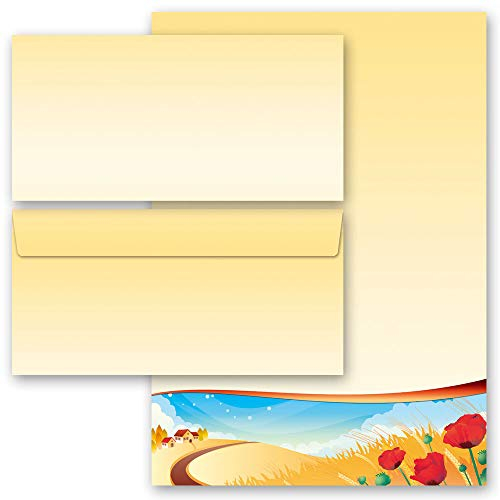 Motivpapier Briefpapier Sets Herbstmotiv Jahreszeiten - Herbst, VIER JAHRESZEITEN - HERBST 50 Blatt Briefpapier + 50 passende Briefumschläge DIN LANG ohne Fenster | Paper-Media