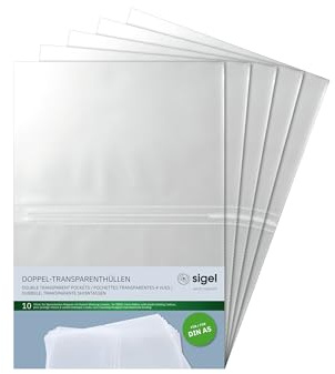 SIGEL Pochettes transparentes 4 vues 33 x 21,70 cm - 5 pièces | SM181, lot de 50, pour 14,8 x 21 cm, plastique transparent