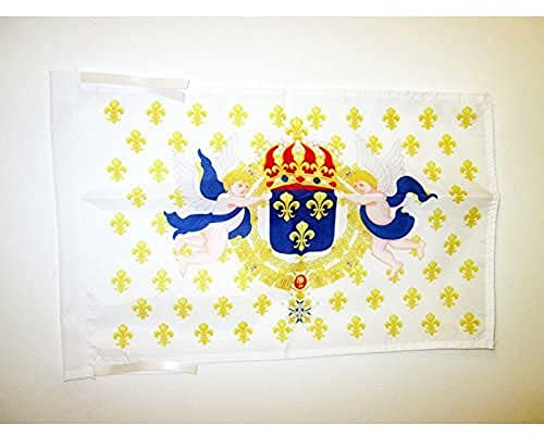 AZ FLAG Drapeau Royaume de France Cœur de Jésus 45x30 cm Cordelettes | Usage intérieur et extérieur Drapeau décoratif royaliste français coutures doubles et bords renforcés polyester 100D