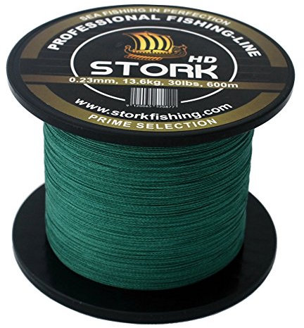 Stork HD, 4-Fach geflochtene Angelschnur 600m (Moosgrün, 20 lbs / 9.1 kg / 0.19 mm)