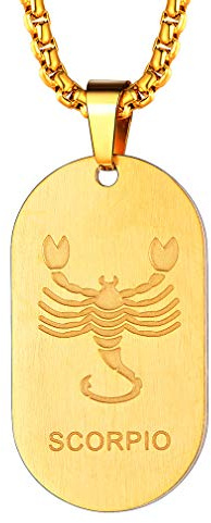 FaithHeart Sternzeichen Halskette für Herren Jungen, Gold Kette mit Sternbild Anhänger, Punk Ketteanhänger für Geburtstag Weihnachten Valentinstag