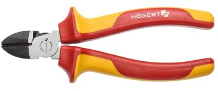 Högert Technik - Seitenschneider verchromt - Isoliert mit Mehrkomponenten-Hüllen - VDE-geprüft - Serie Chrom-Vanadium Stahl - Ergonomischer Griff - 160 mm, 1000 V, VDE