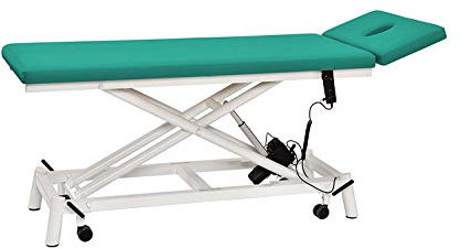 Behandlungsliege pader.eco Fresh 2.0, Breite 68cm, elektrisch höhenverstellbar mit Handschalter, Gestell weiß, Radachshebesystem, Nasenschlitzeinsatz (15 - Agave)