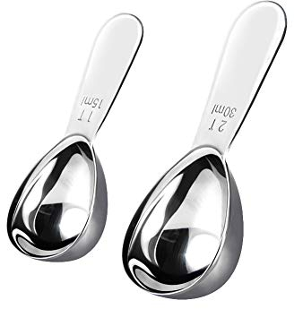 REMASIKO Coffee Scoop, Set of 2 Stainless Steel Coffee Spoons Tablespoon Measure Spoon with Short Handle Fits Coffee Container for Ground Coffee, Coffee Brewing, Milk Brewing